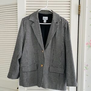Tog Shop Black/White Houndstooth Wool Blend Blazer 16W EUC